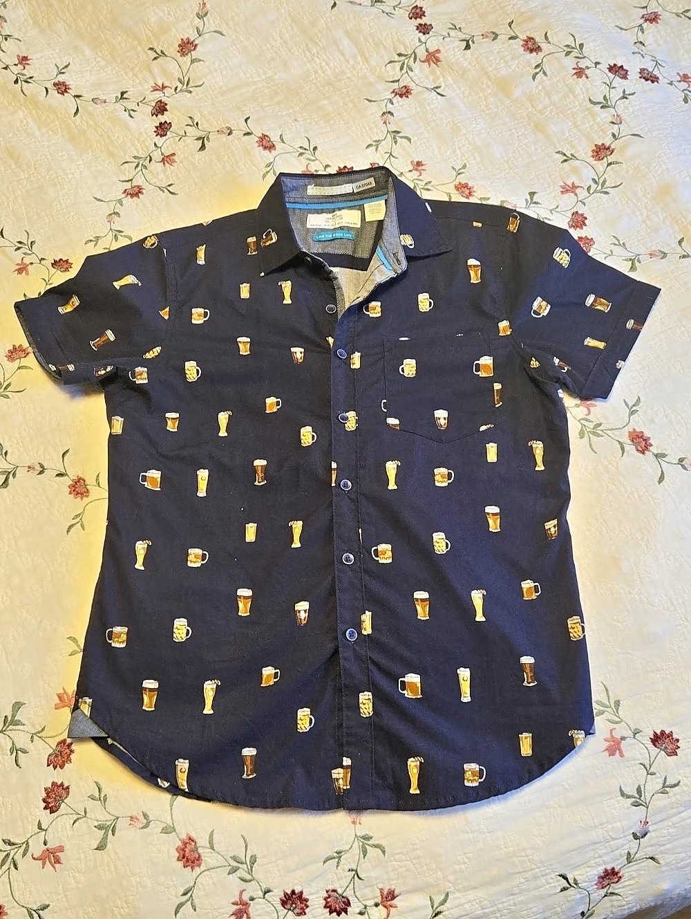MRYX Premium Goods Beer Print Casual Shirt Size Small